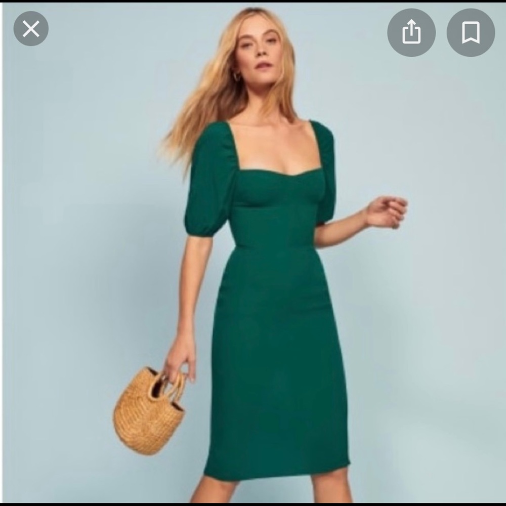 Reformation Jan Dress in Emerald